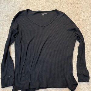 American Eagle Black Ribbed Scoop Neck Top